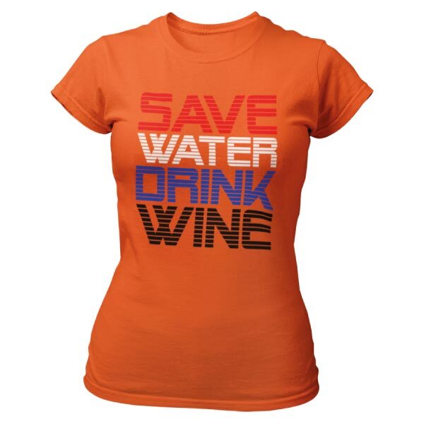 SAVE WATER DRINK WINE T-SHIRT DAMES
