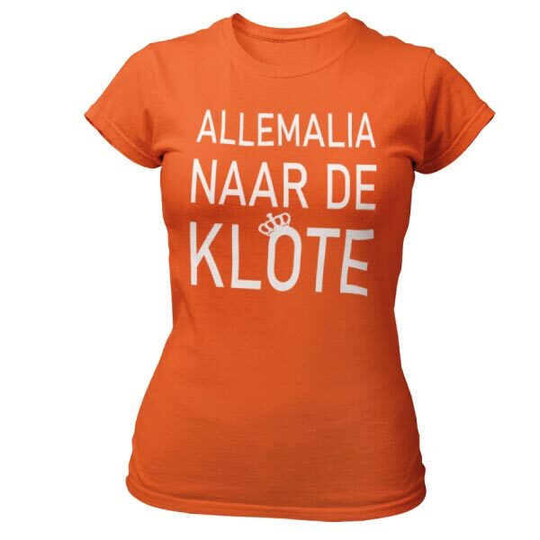 ALLEMALIA NAAR DE KLOTE T-SHIRT DAMES